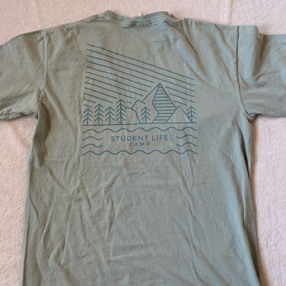 Comfort Colors Sage Green Short Sleeve Student Life Camp Tee M